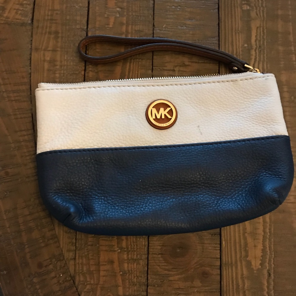 Michael kors leather white & blue small purse